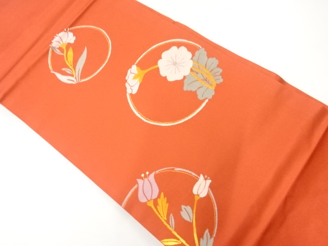 JAPANESE NAGOYA OBI / WOVEN FLOWER ROUNDEL